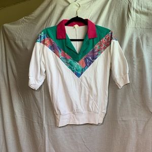 Authentic 80s Vintage Collared Vneck Polo Shirt
